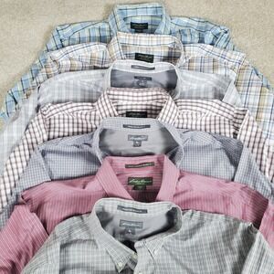 Eddie Bauer Button Up Shirts Men's Size XL Relaxed Fit Wrinkle Resistant QTY 7